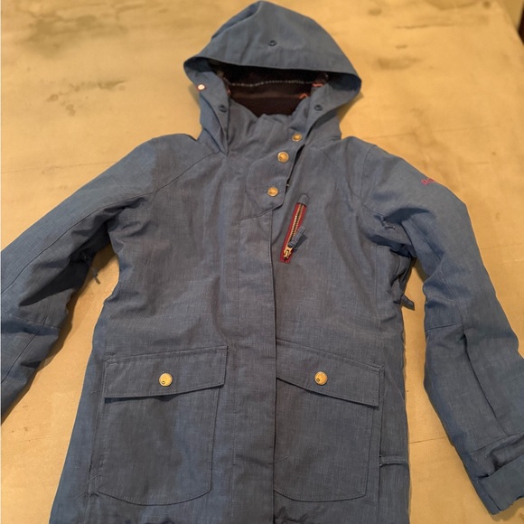 Roxy Kids Blue Hooded Snowboarding Jacket